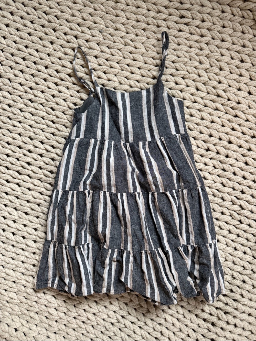 Little Bipsy 5-6Y Tiered Dress in Charcoal stripe